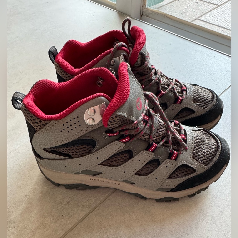 Gray and Pink Hiking Boots by Merrell